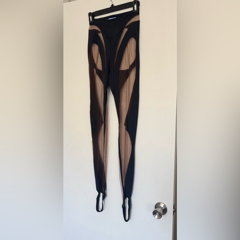 Mugler Illusion Spiral Stirrup Leggings Sz 38